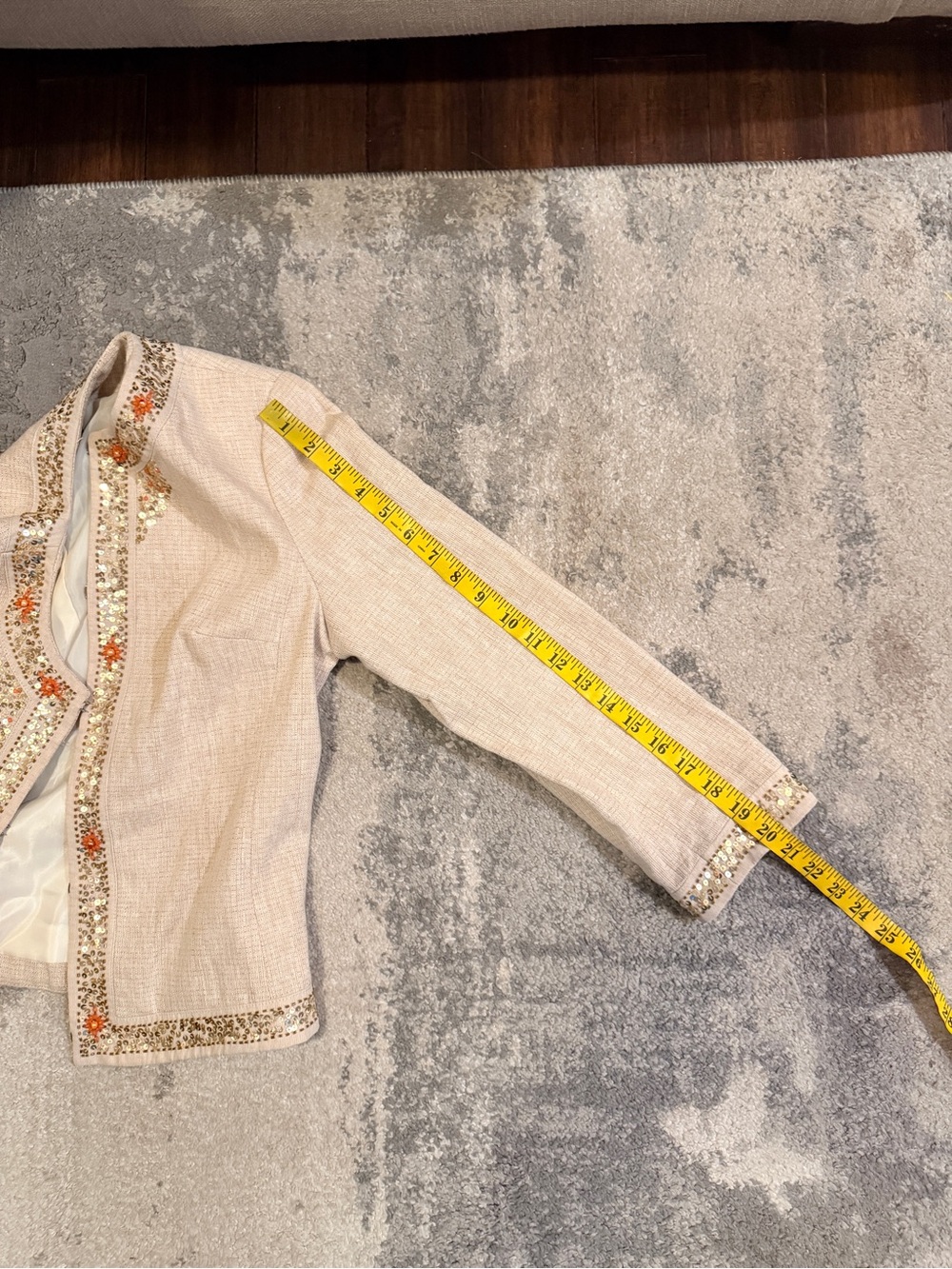 Margaret Frances Cream Embellished Open-Front Jacket - Picture 7 of 7